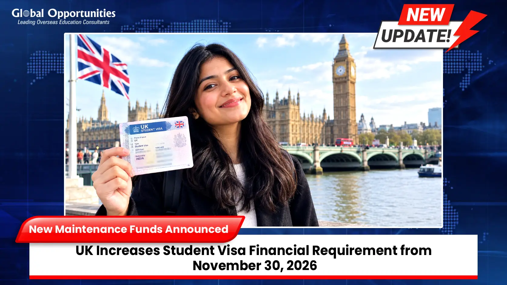 UK Increases Student Visa Financial Requirement from November 30, 2026: New Maintenance Funds Announced